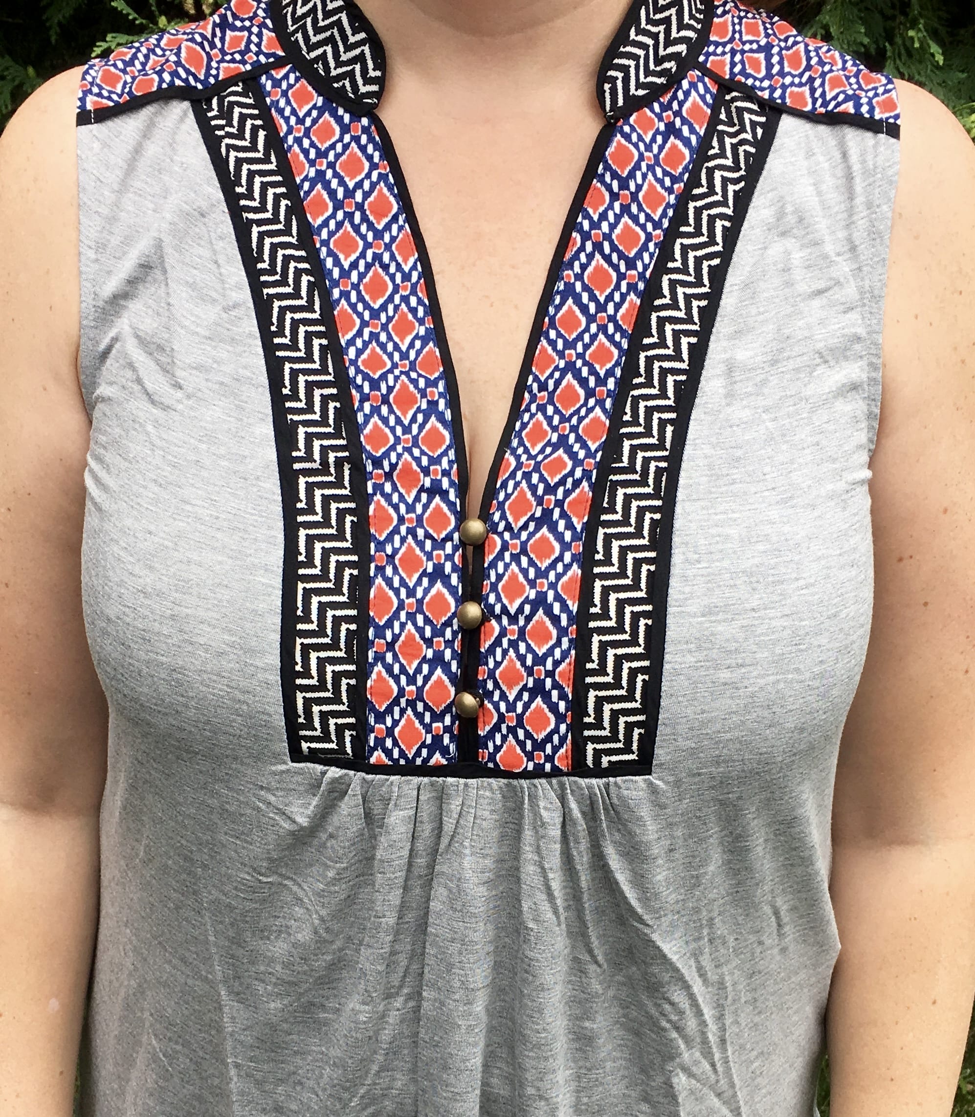 Nolen Printed Detail Henley Tank Stitch Fix July